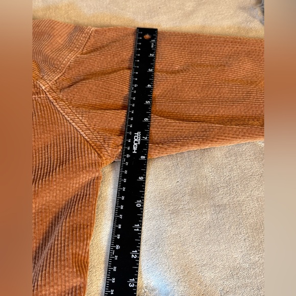 American Eagle Brown Corduroy Cropped Boyfriend Cotton Button Up Jacket S - Picture 9 of 9